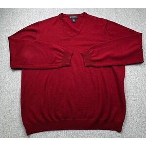 Brooks Brothers VNeck Sweater Stretch Merino Wool V Neck Size XL Red Preppy Ivy